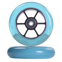6 Spoke 100mm wheel Black/Trans Blue  (pair)
