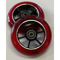 6 Spoke 100mm wheel Black/ Trans Red (pair)