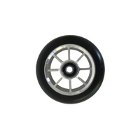 Wheel 8 Spoke100x24mm - Silver Alloy Core with Black PU (pair)