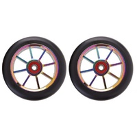 8 Spoke 100mm Wheels - Colour CP Core with Black PU (pair)